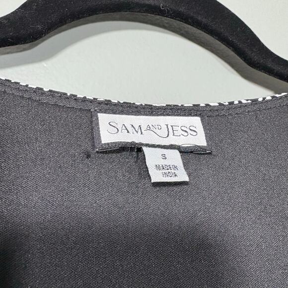 Sam & Jess Women's Black & White Mini Leopard Print Top - Size Small - Boho Chic - Picture 4 of 6